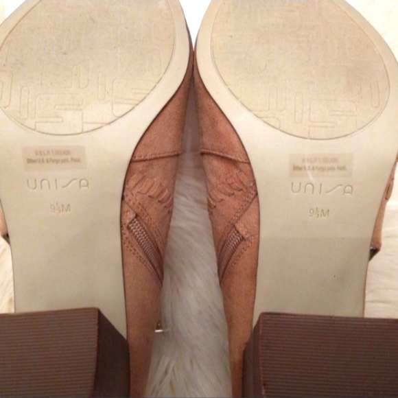 Unisa tan vegan leather open toe ankle boots Unmalaniee - Picture 2 of 4